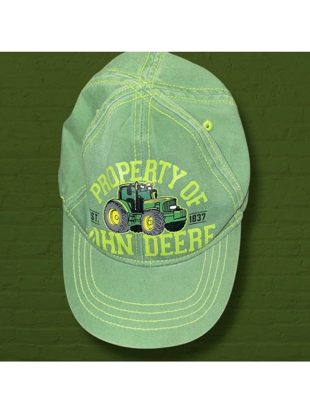John Deere Hat Toddler Youth OS Property of Green Tractor Cap Elastic Back Gift
